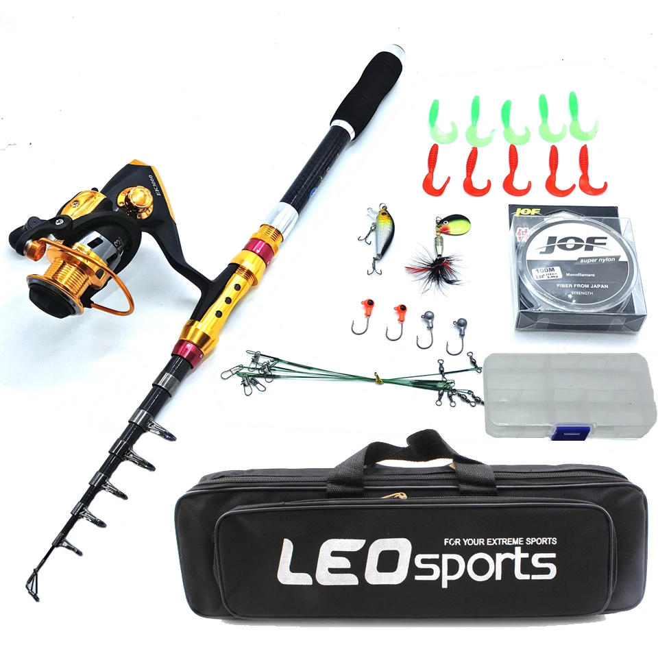 Портативная Удочка с спиннинговой катушкой телескопическая удочка
