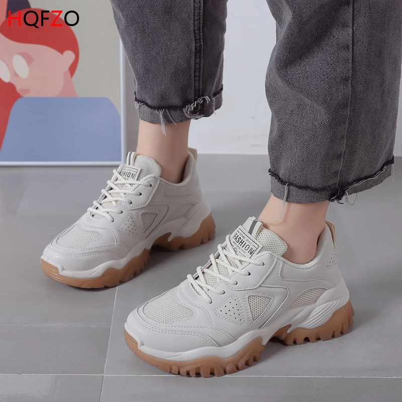 

HQFZO High Quality Women Sneakers Flat Breathable Casual Sport Shoes Mujer Running Vulcanize Shoes Platform