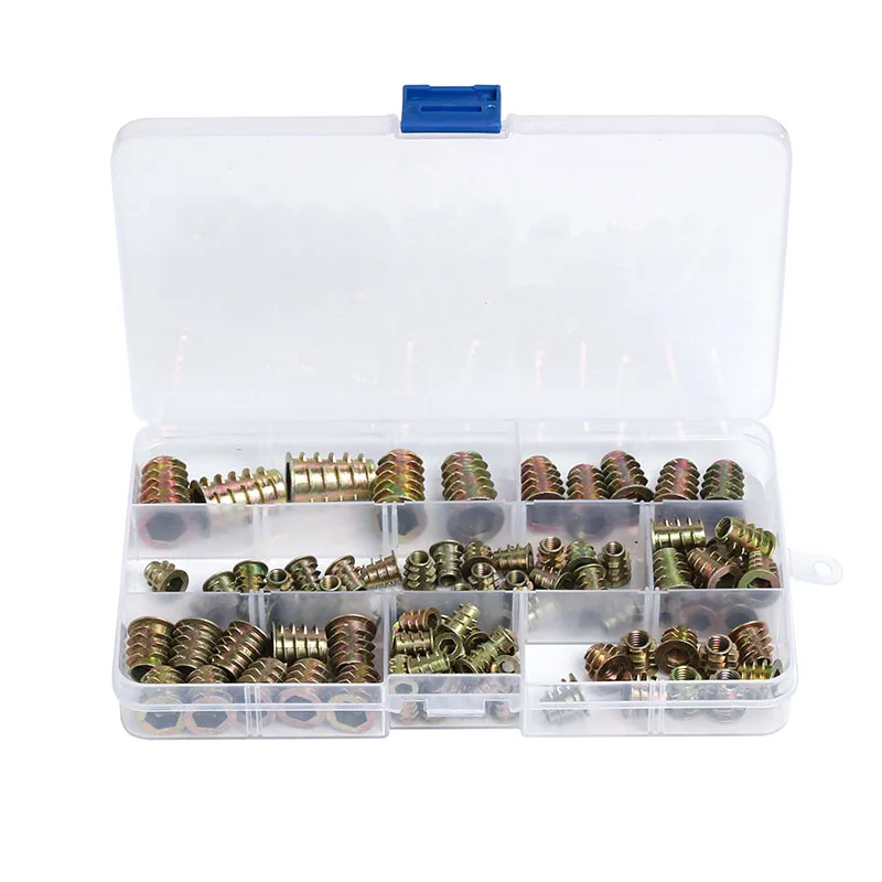 100 шт. Резьбовая шестигранная вставка гайка привод деревянный винт M4 M5 M6 M8 M10