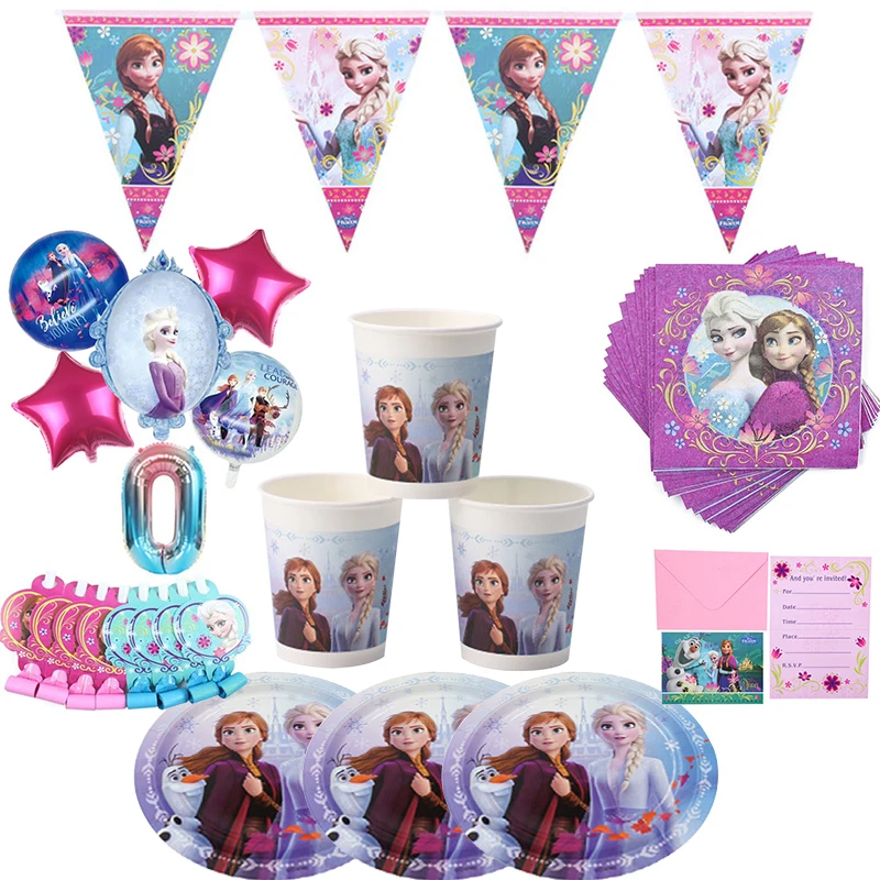 

Эльзы из мультфильма "Холодное сердце", принцессы Анны из мультфильма «Холодное сердце» День рождения украшения детский душ одноразовой по...