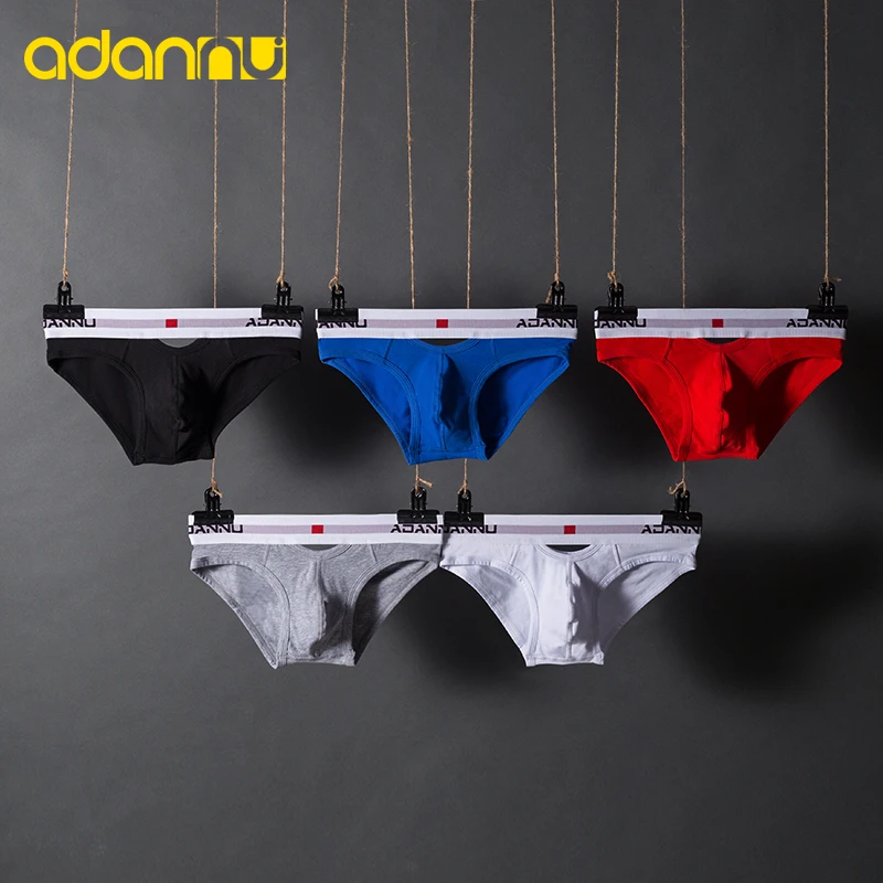 

ADANNU Hollow Out Men Briefs Sexy Underwear Cotton Cueca Elasticity Man Underpants Breathable Panties Slip Homme U Convex AD7501