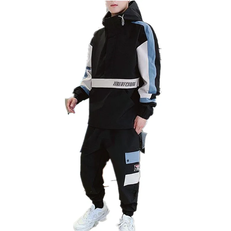 Комплект спортивный мужской из 2 предметов пуловер карго с карманами куртка в