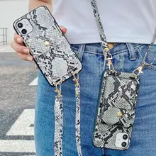 Luxury Crocodile pattern Card Slot Lanyard Crossbody Wallet Phone case For iPhone 12 11 Pro XS MAX XR X 7 8 Plus Leather Cover