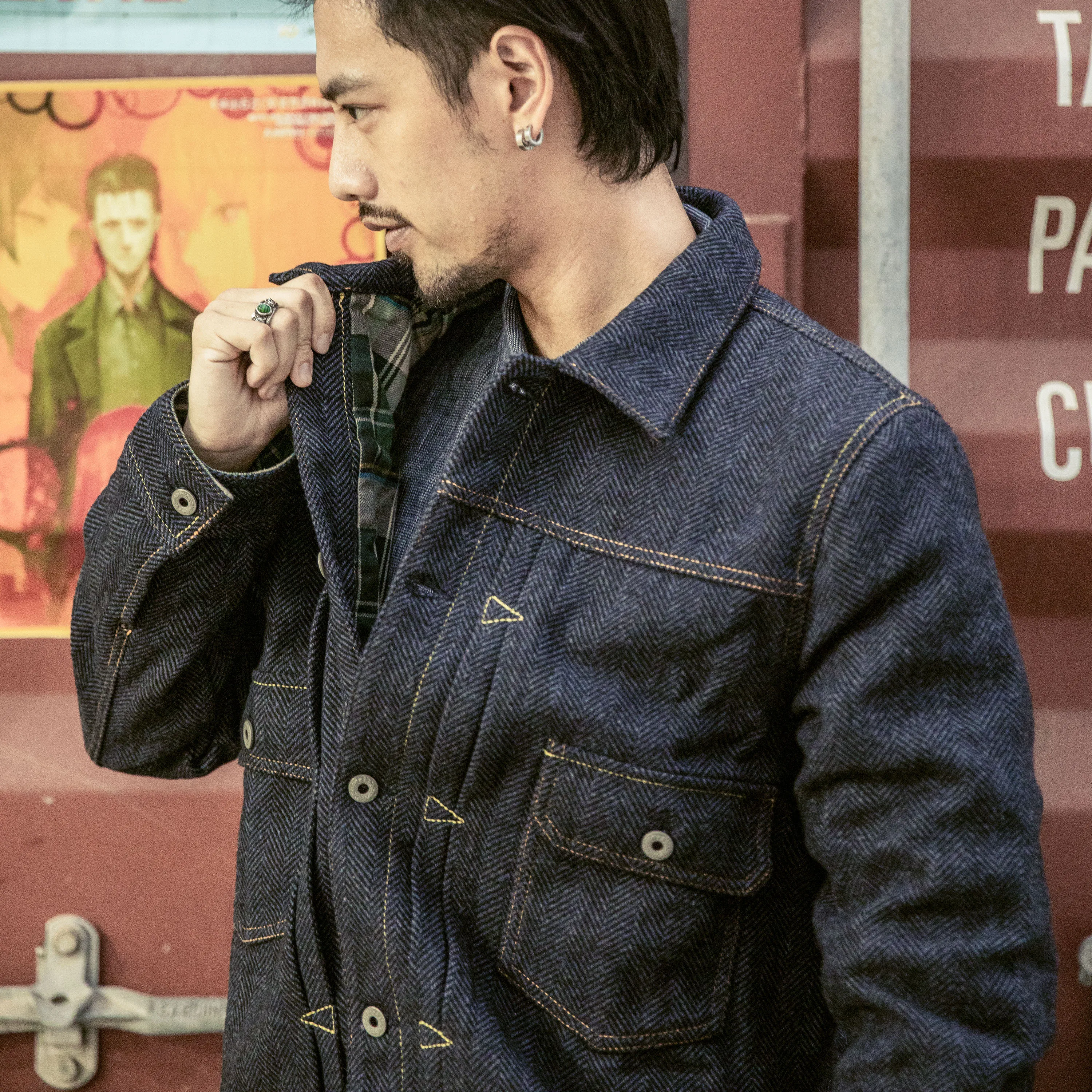

WT-0003 Read Description ! Asian Size Washed Hand-Made Man's Vintage Super Heavy Wool Casual Stylish Jacket
