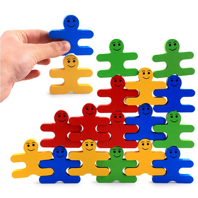 

16Pcs Montessori Education Cartoon Balance Villain Block Wooden Colorful Child Early Education Exercise Brain Gift