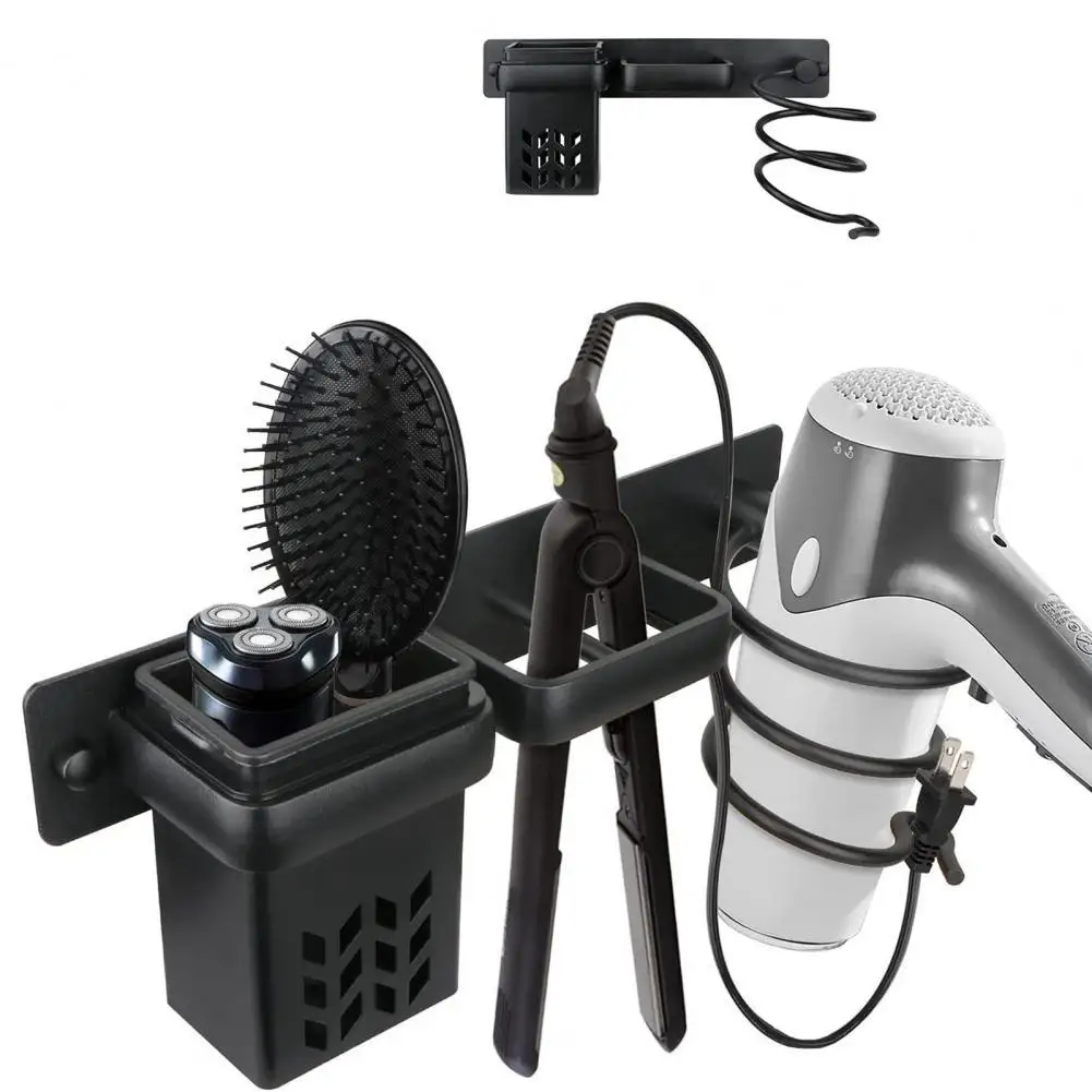 

Hot Sale 2021 Wall Mounted Storage Rack Multi-use Aluminium Multifunctional Waterproof Hair Dryer Holder for Home Dropshipping