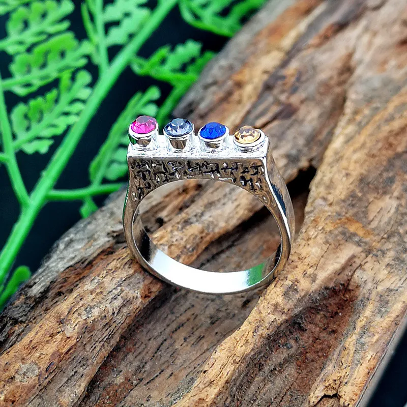 2019 индийские ювелирные изделия Большое Серебряное кольцо с разноцветным
