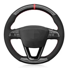 Черное углеродное волокно, черная замша чехол рулевого колеса автомобиля для Seat Leon 5F Mk3 2013-2020, Ibiza 6J, Tarraco Arona Ateca Alhambra