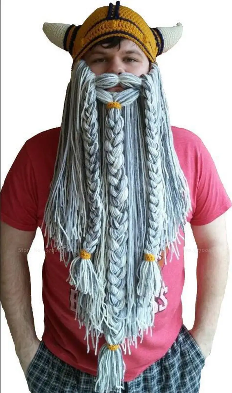 Рождественская шерстяная вязаная шапка с рогом викингов маска мужские шапки