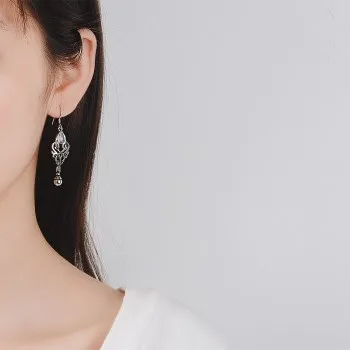 

New Inlaid Colorful Moonstone Earrings Ladies Creative Flower Drop Pear-shaped Earrings E577 Jewelry for Women