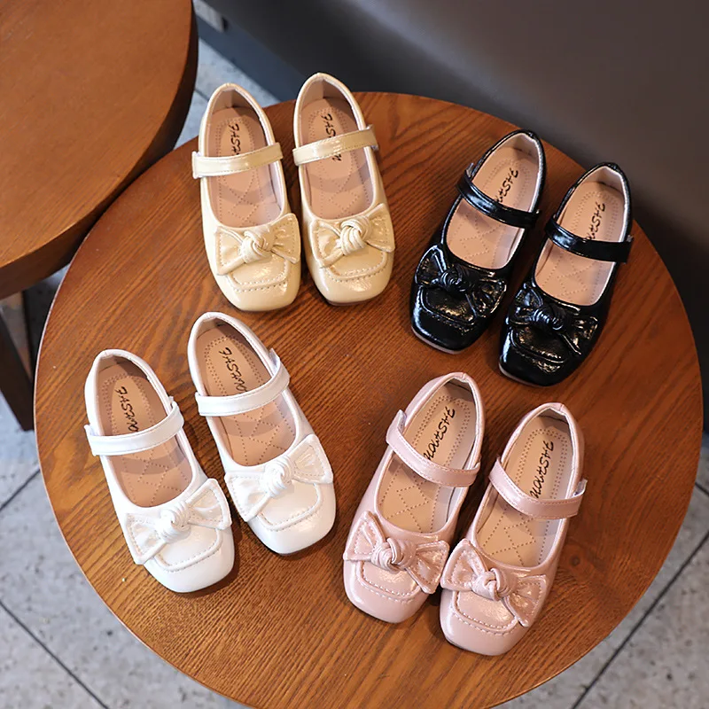 

New Bow Children Baby Girl Princess Shoes Pu Leather Soft Sole Non-Slip Soild Kids Girls Kids Shoes For 21-36 chaussures enfants