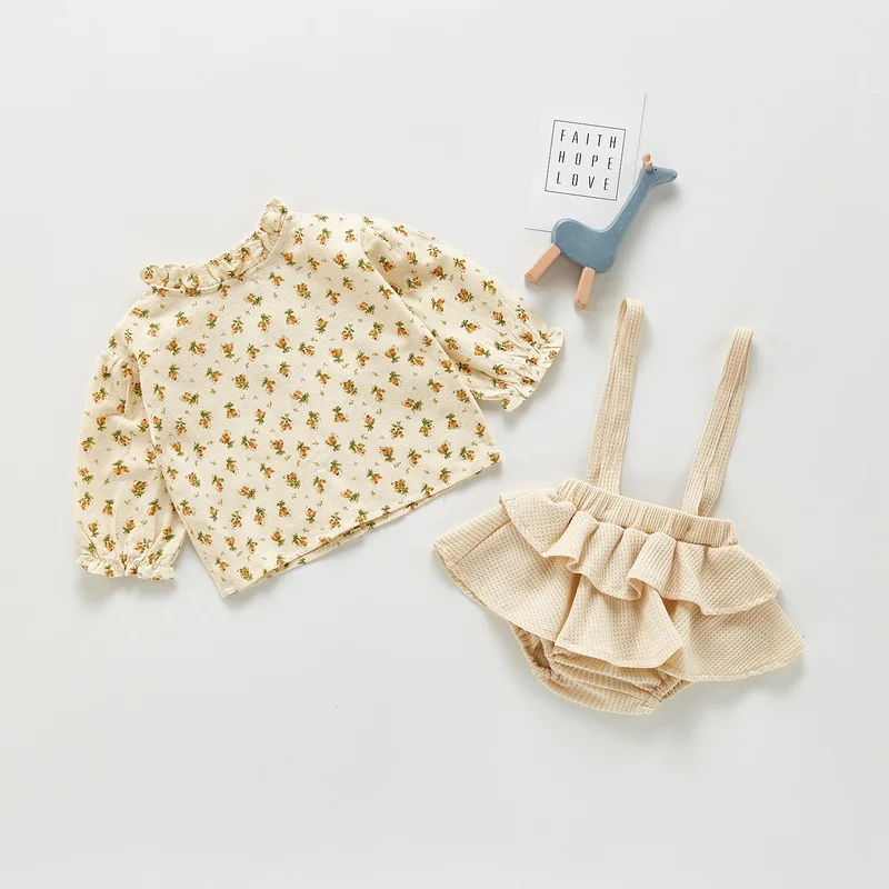 2021 nuevo oto&ntilde;o Body para beb&eacute; de manga larga cuello redondo camisas + Sling Tutu mono ni&ntilde;os ropa de 0-3 a&ntilde;os E1101-4