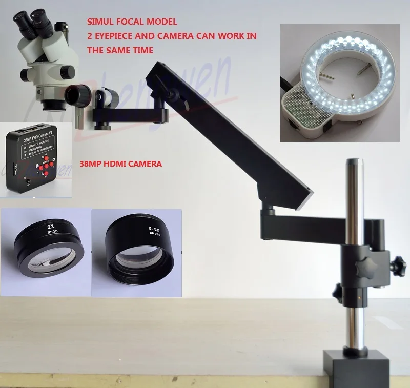 FYSCOPE Новый Умный SIMUL фокусный микроскоп 3.5X-90X артикуляционный ARM ZOOM стерео + 38MP HDMI