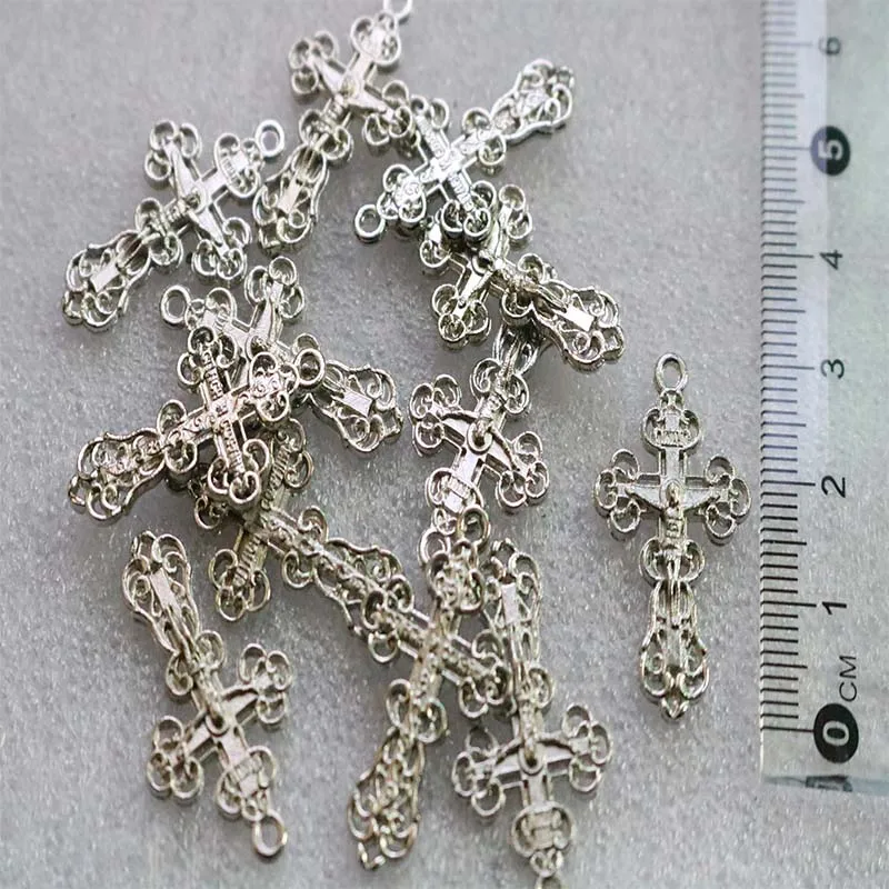100 pieces / Golden Cross of the Orthodox Church Jesus Crucifix Pendant Handmade Center Jewelry | Украшения и аксессуары