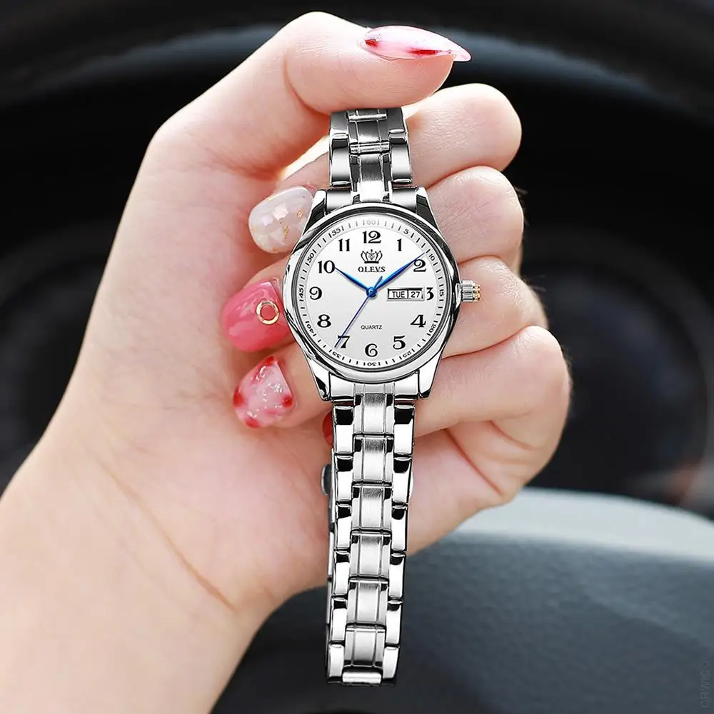 OLEVS Lovers Watches Luxury Quartz Date Wrist Watch for Men and Women Stainless Steel Saat Reloj Mujer Hombre Couple Watch