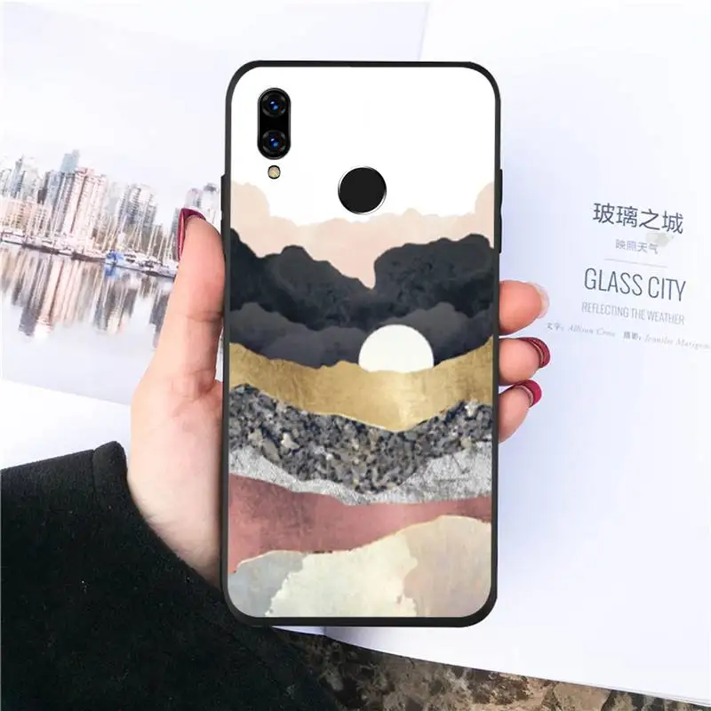 

Mountain Marble Moon Phone Cases For Huawei honor Mate P 10 20 30 40 Pro 10i 9 10 20 8 x Lite Luxury brand shell funda coque
