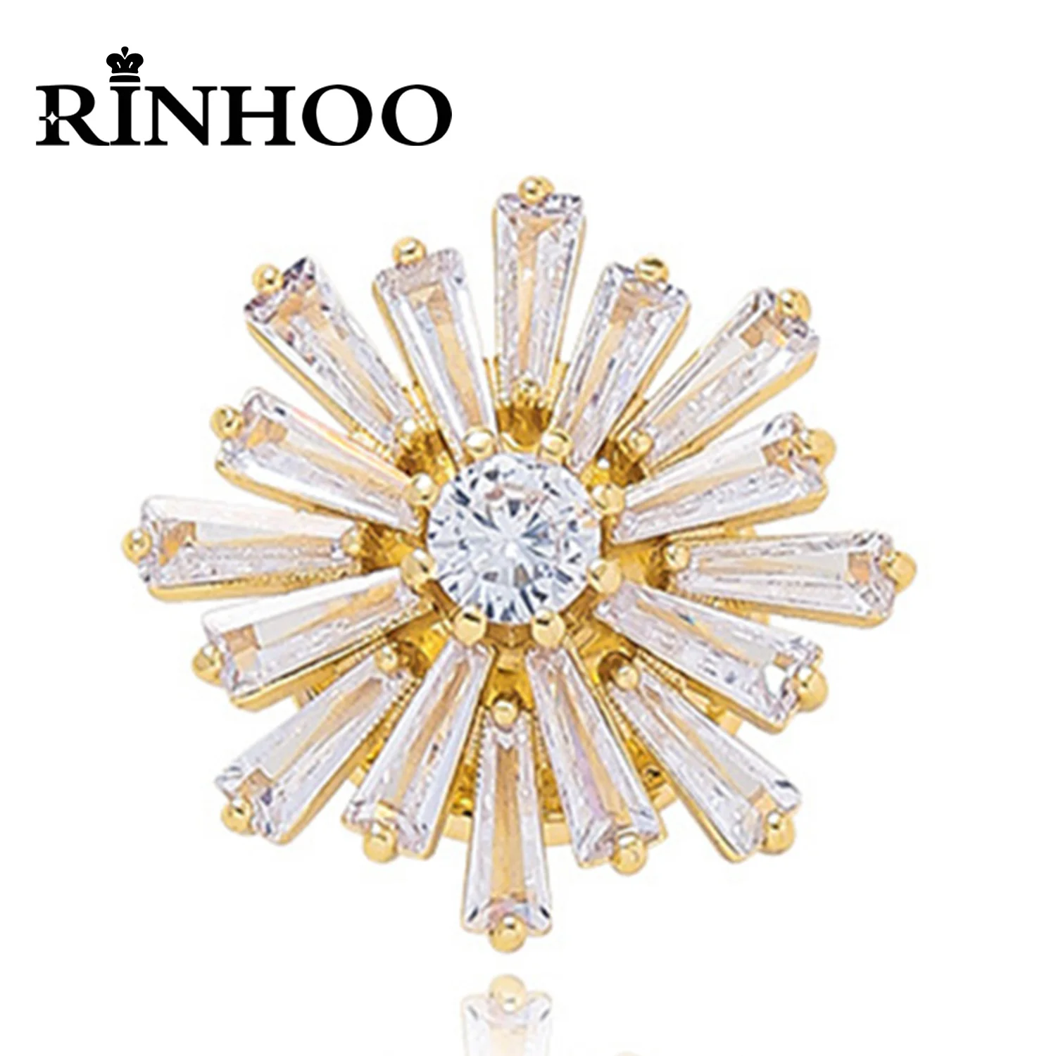 

Rinhoo Crystal Christmas Snowflake Brooches Women Men Wedding Bridal Party Xmas Rhinestone Flower Round Bouquet Lapel Pins Badge