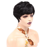 amir synthetic short black wig natural curly wigs for women short pixie cut wig with bang finger wave daily party wigs