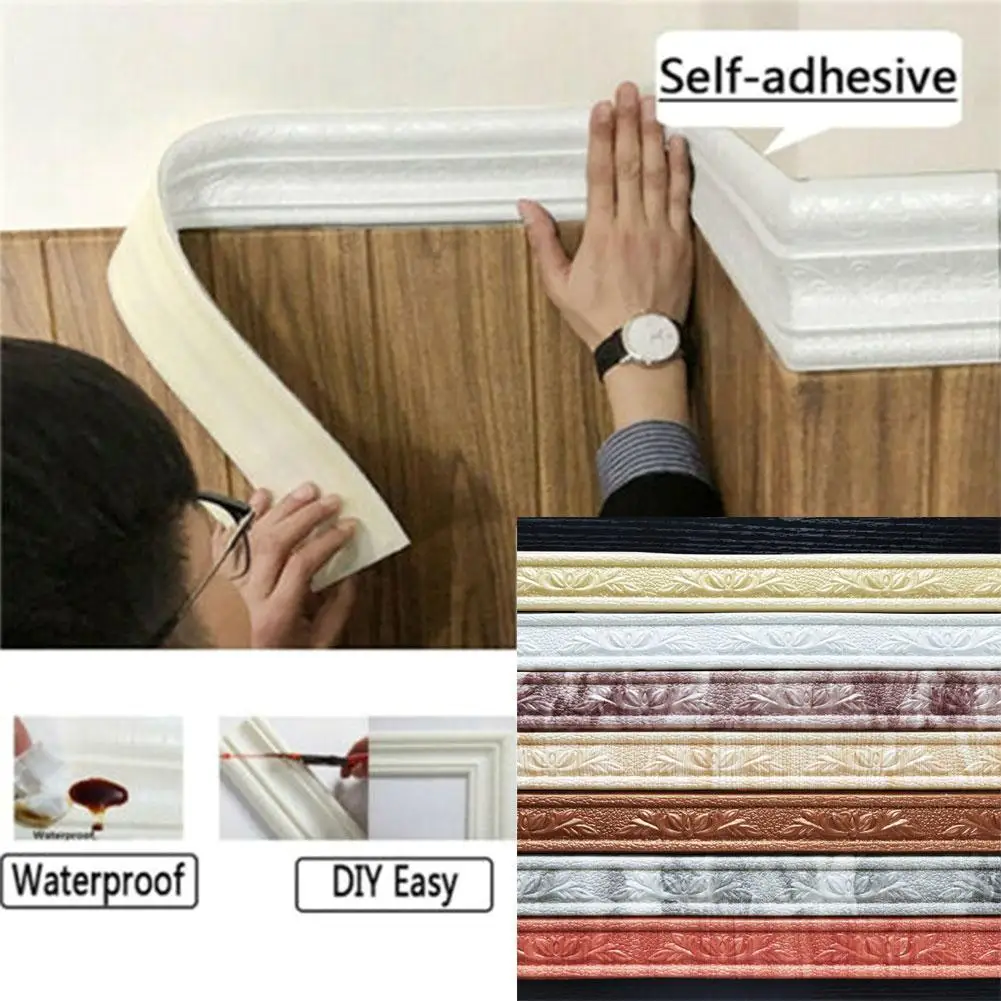

3D Foam Wall Stickers Self-adhesive Waterproof Baseboard Room Home TV Background Wallpaper Living Bedroom Wallpaper Border X0I4
