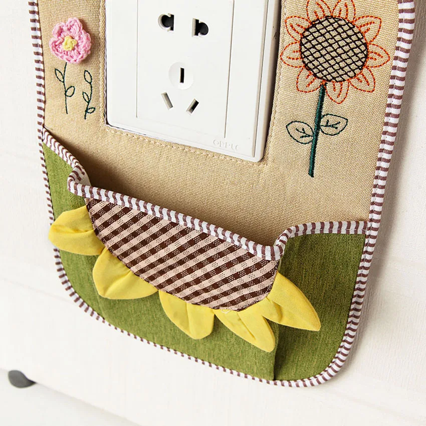 

Cellphone Charging Hanging Bag Pocket Creative Switch Cover with Storage Pocket Cloth Protective Switch Sticker Home Decor