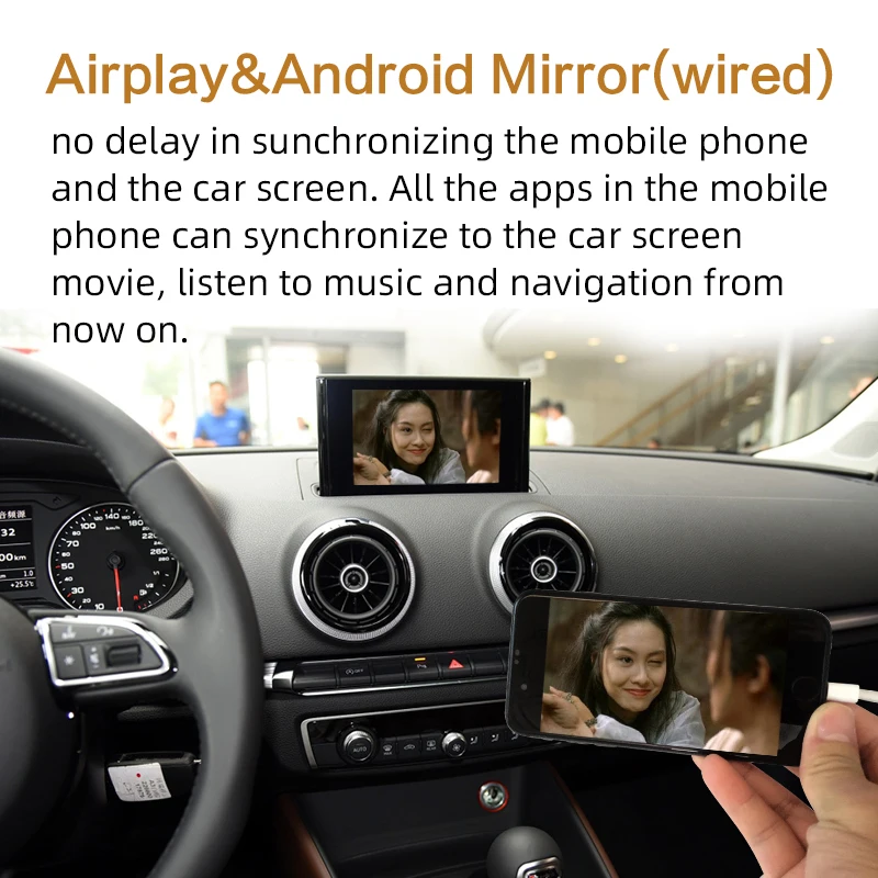 Беспроводной Apple Carplay Android авто для AUDI A3 Q3 оригинальный экран Поддержка MirrorLink