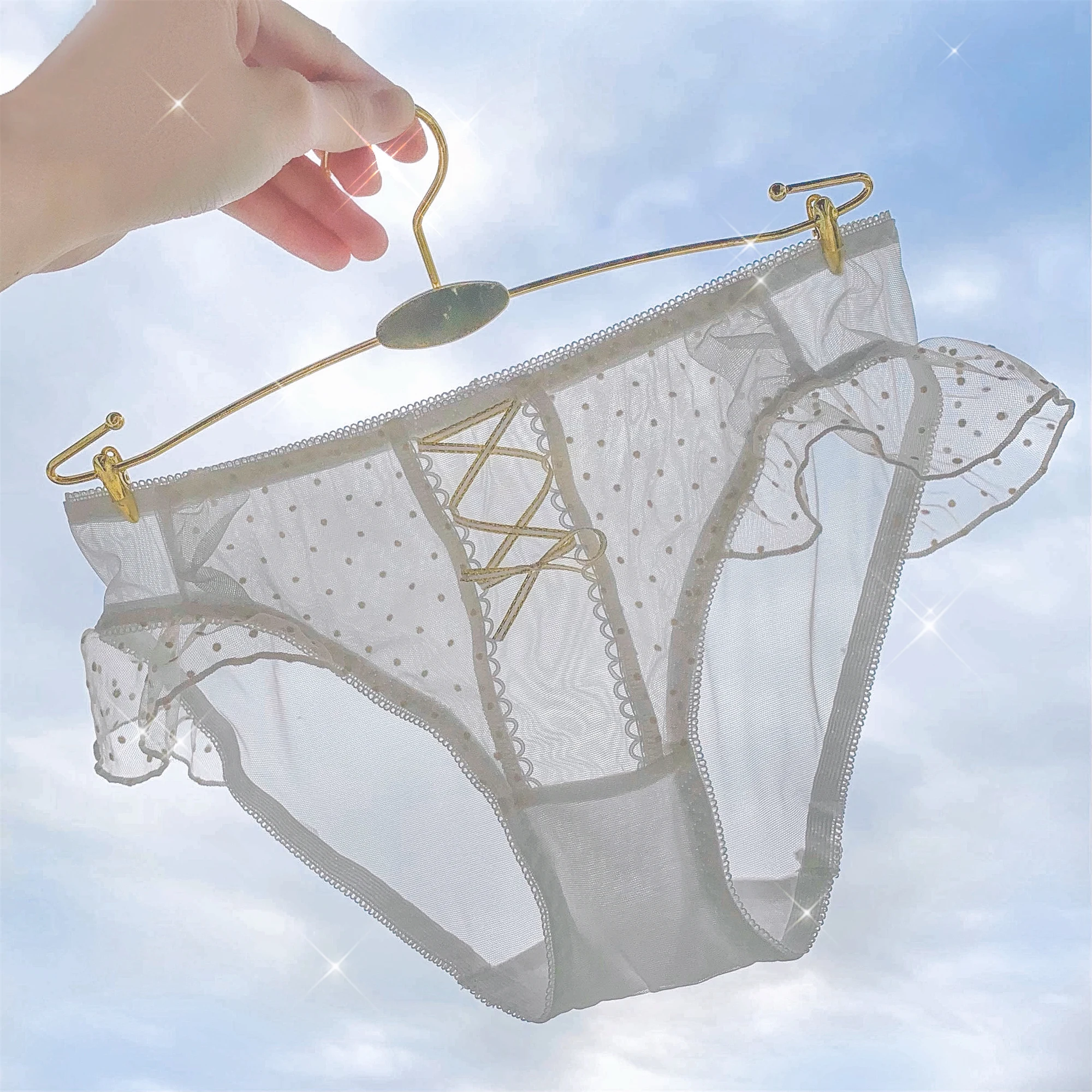 

Japanese Girl Briefs Sexy Pure Desire Net Yarn Bowknot Low Waist Panties Comfortable Breathable Sweet Underpants Underwear Women