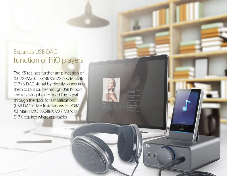 FIIO K5 док-усилитель для наушников для Fiio E17K и X серии музыкальный плеер X1, X3II, X5 II, X7