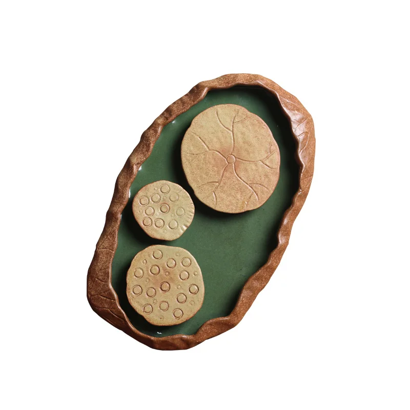 

New Chinese Style Tea Saucers Tea Tray Ceramic tea ceremony Lotus Teapot Hoder Heat-Insulating Tea Set teaset teaware WF