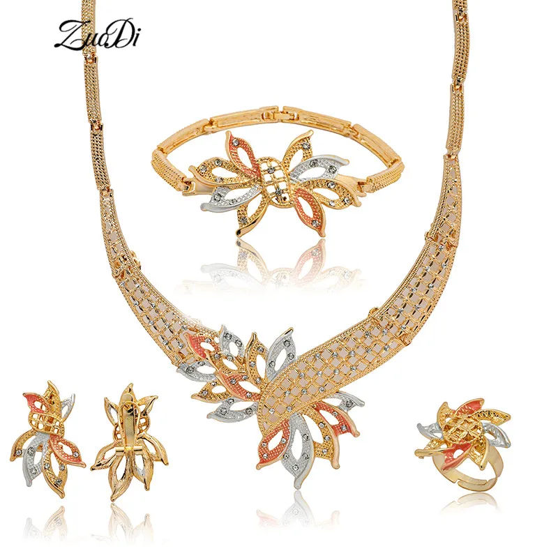 

ZuoDi Dubai gold colorful jewelry set Nigerian wedding woman accessories jewelry set fashion African Beads jewelry set Wholesale
