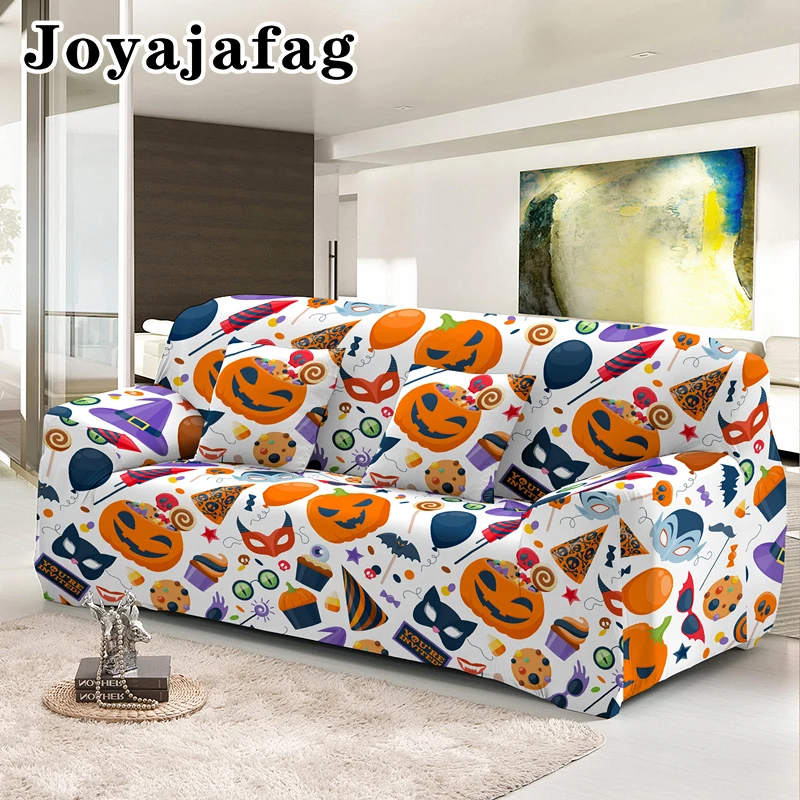 

Halloween Theme Stretch Sofa Cover Washable Dust-proof Corner Slipcover 1/2/3/4 Seater Elastic Couch Covers For Living Room