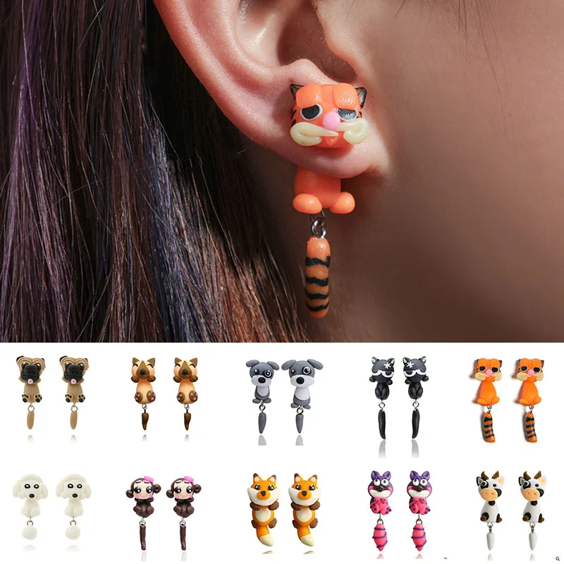 

Luokey Cute Pet Earrings Stitch Cartoon Fox Lovely Dog Polymer Clay Stud Earrings For Women Handmade Girls Earrings Jewelry 2020