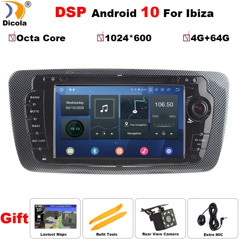 

2 Din Android 10 Car Radio Multimedia For Seat Ibiza 6J MK4 SportCoupe Ecomotive Cupra 2009 2010 2011 2012 2013 GPS DVD 4+64GB