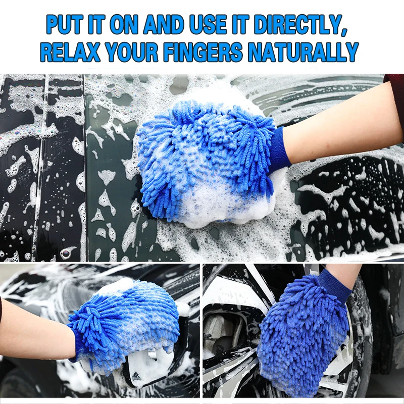 Car wash gloves plush wiping car brushing rag cleaning waterproof thickened chenille does not hurt the paint | Автомобили и