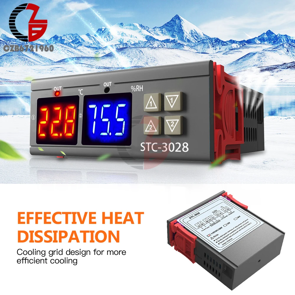 STC-3028 AC 110 V-220 V цифровой регулятор влажности воздуха термостат гигростат термометром и гигрометром декоративные часы для терморегулятор