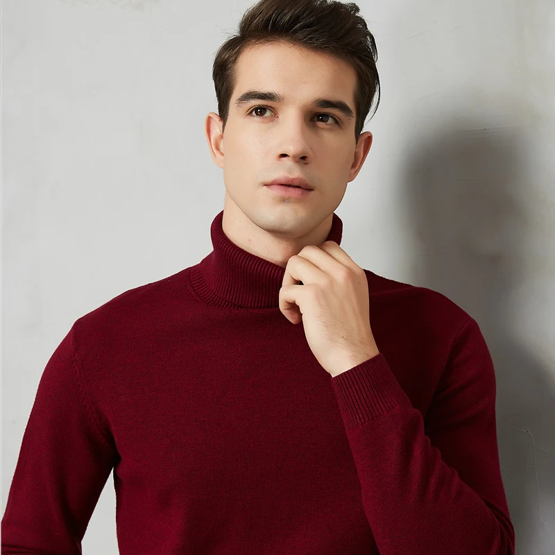 

8 Color Turtleneck Sweater Men 2021 Autumn Winter New Thick Warm Slim Fit Solid Color Pullover White Sweater Male Brand Red Blue