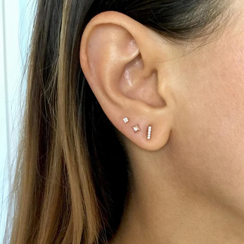 3 шт./компл. реального 925 Серебряные серьги для Для женщин небольшой циркон на