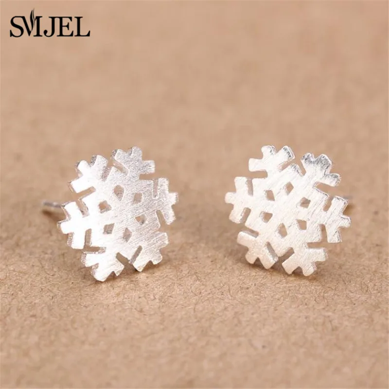 snowflake SMJEL Новое поступление богемные маленькие крошечные серьги-гвоздики с перьями для женщин очаровательный лист серьги oorbellen Brincos свадебные подарки - Окраска металла: snowflake
