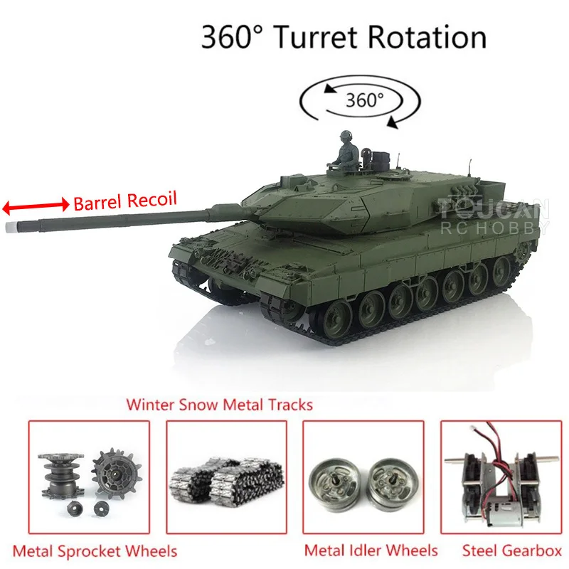 

HENG LONG 3889 1/16 TK7.0 RC Remote Control Tank Panzer Leopard2A6 Car 360° Turret Barrel Recoil Metal Tracks TH19270-SMT4