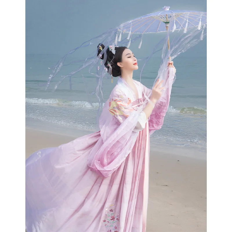 

Customized Hanfu Female Fengguiyun Original Authentic Heavy Industry Embroidery Waist Chest Skirt Big Sleeve Shirt In Stock