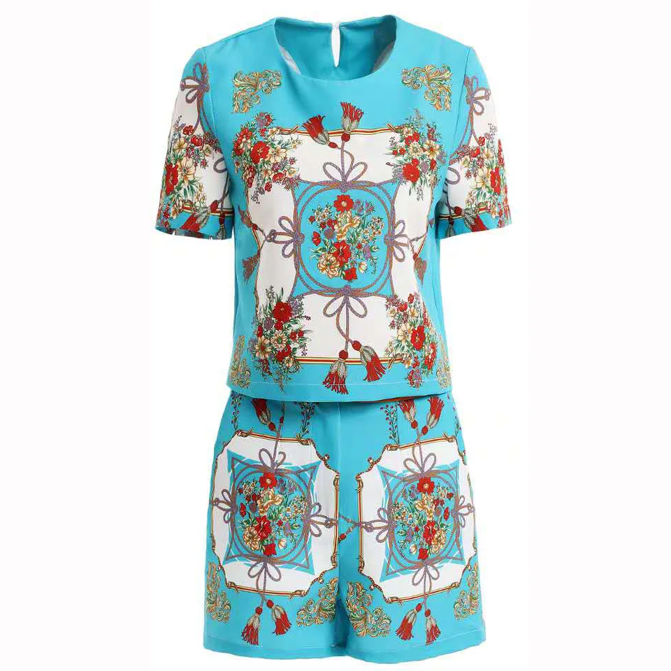 

Fashion temperament two-piece 2020 summer new European and American women's short sleeve jacket shorts set