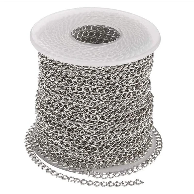 

10m 1.8mm 2.5mm 3.0mm 4.2mm 304 Stainless Steel Curb Chains Extension Chain for DIY Bracelet Necklace Jewelry Making Accessories