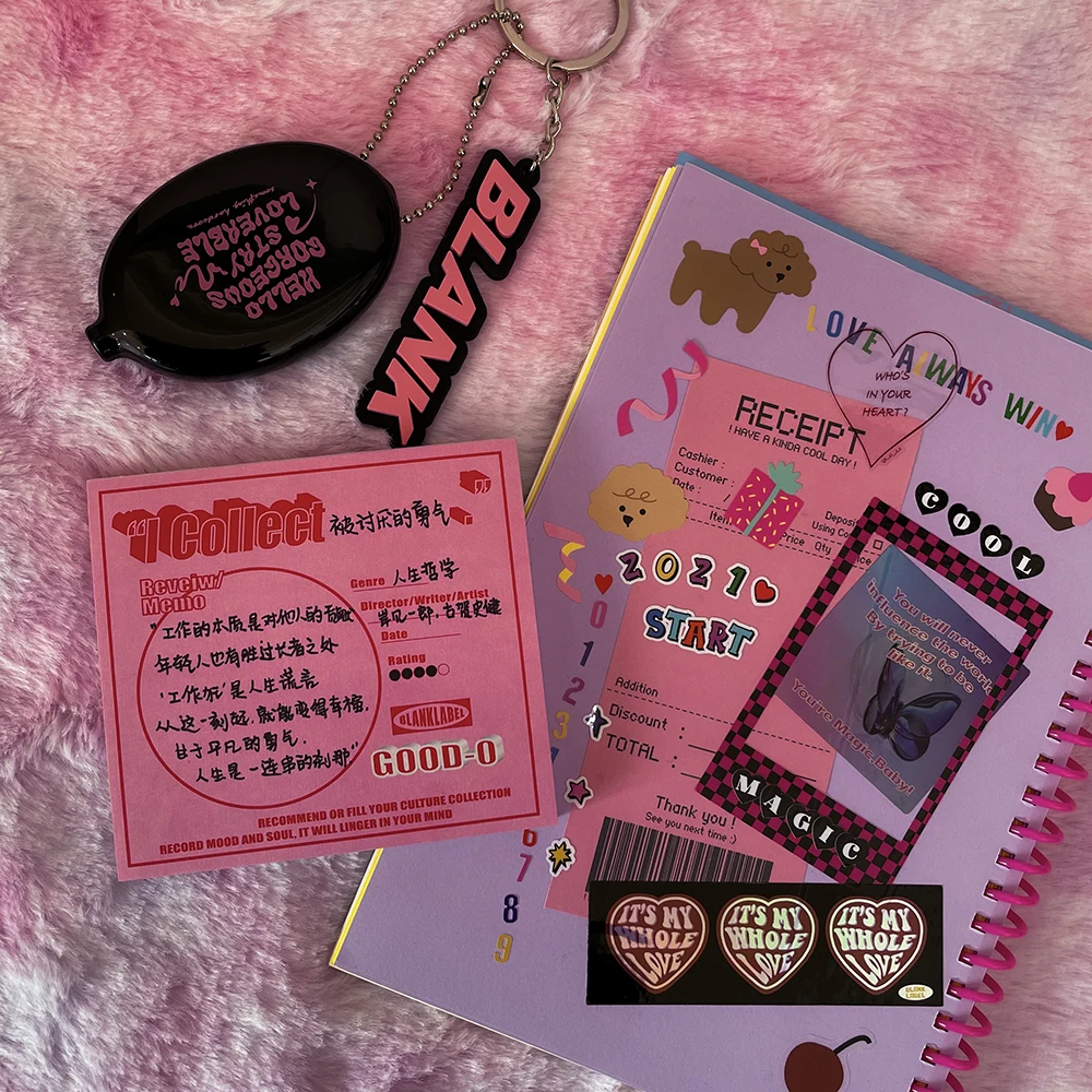 Записная книжка Kawaii с изображением розового сердца блокнот для заметок материал
