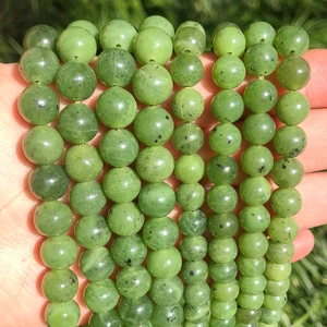 Бусины из зеленого натурального канадского нефрита, Круглые, свободные, 6, 8, 10, 12 мм, для самостоятельного изготовления ювелирных изделий, для браслета, ожерелья, 7,5 дюйма