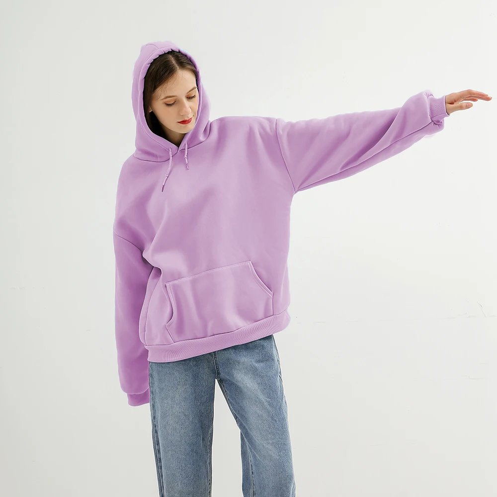 

Autumn and Winter Women Hoodie Harajuku style fashion colorful personality solid Color Velvet Hoodie women