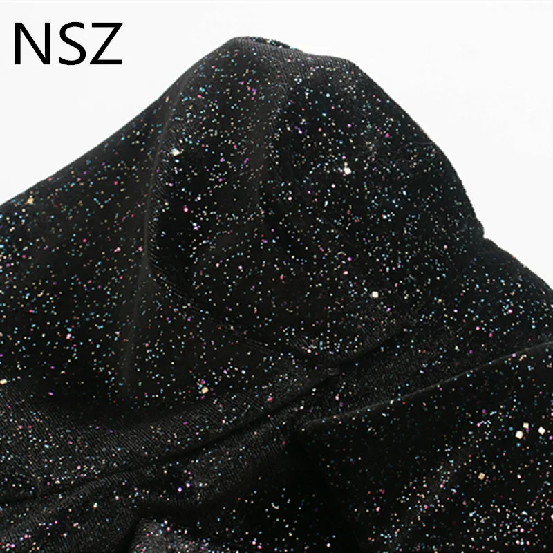 NSZ женское платье-блейзер с блестками длинным рукавом и зубчатым вырезом поясом