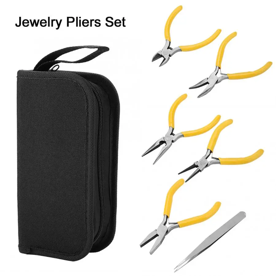 

5pcs Professional Jewelry Pliers Tools Kit Round Bent Nose Beading Making DIY Jewellery Making Pliers Tool