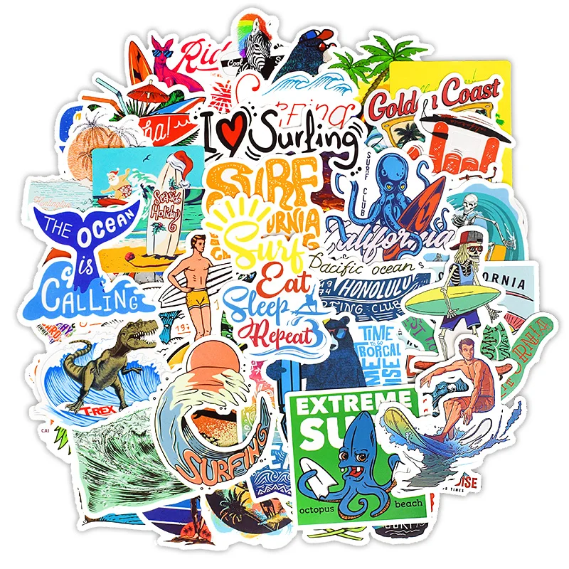 50 шт. летние наклейки на стену для серфинга декор гостиной дорожные пляжные
