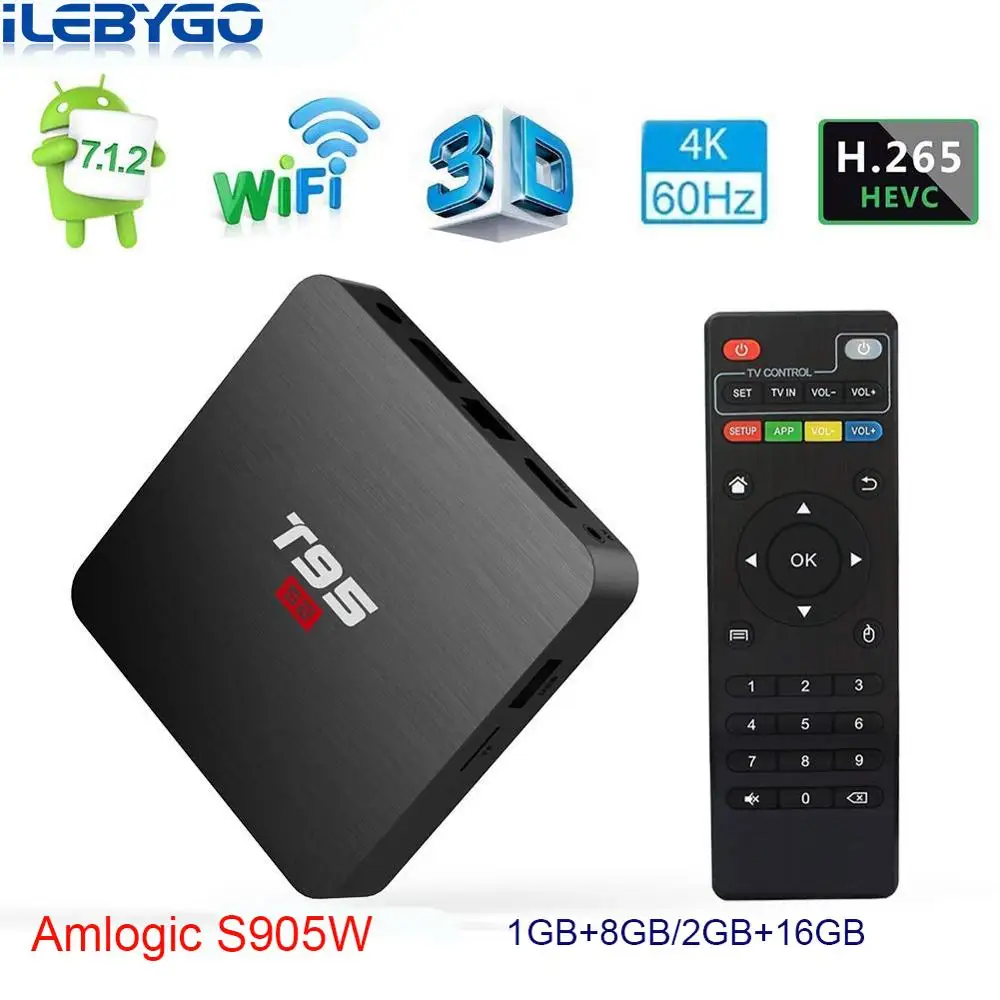 T95 S2 Amlogic S905W четырехъядерный Android 7 1 Smart 4K TV Box 2 Гб 16 опционально 4G WIFI потоковый