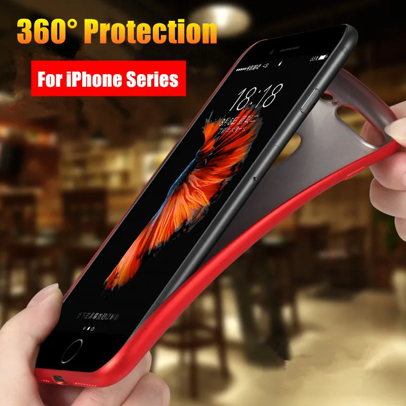 Роскошный Гладкий красный чехол для iPhone X 6 6s Plus тонкий мягкий ТПУ матовый черный 7