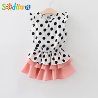 sodawn girl clothes suits summer short sleevepants casual kids clothes stripe sets for 2 6years open back children clothing